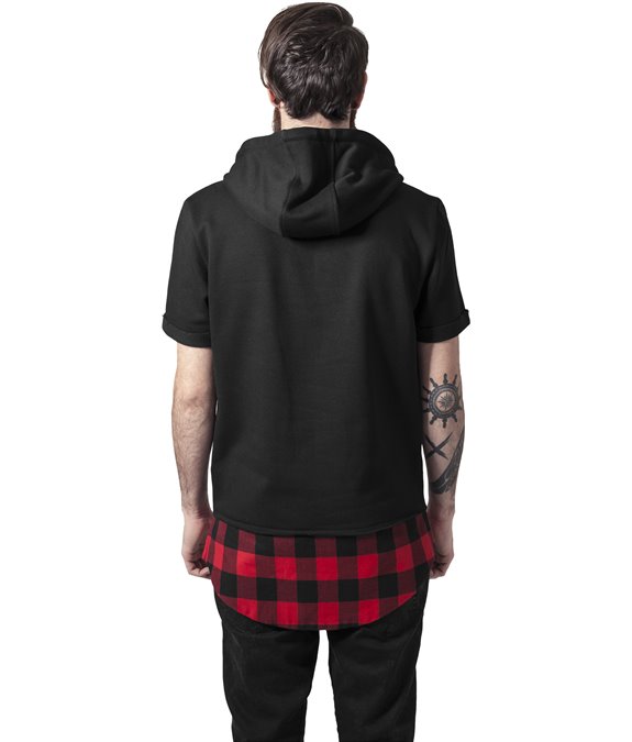 Peached Flanell Bottom Sleeveless Hoody black- red 1